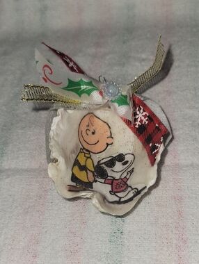 Charlie Brown & Snoopy Holiday Ornament in White and Red